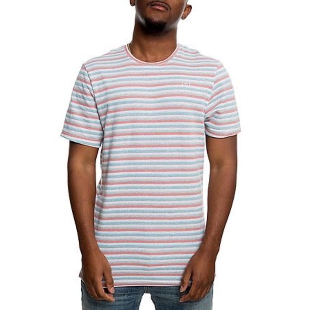 Pink Dolphin Mens Striped T-Shirt  NWT Aqua and Pink Stripes